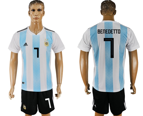 Argentina #7 Benedetto Home Soccer Country Jersey